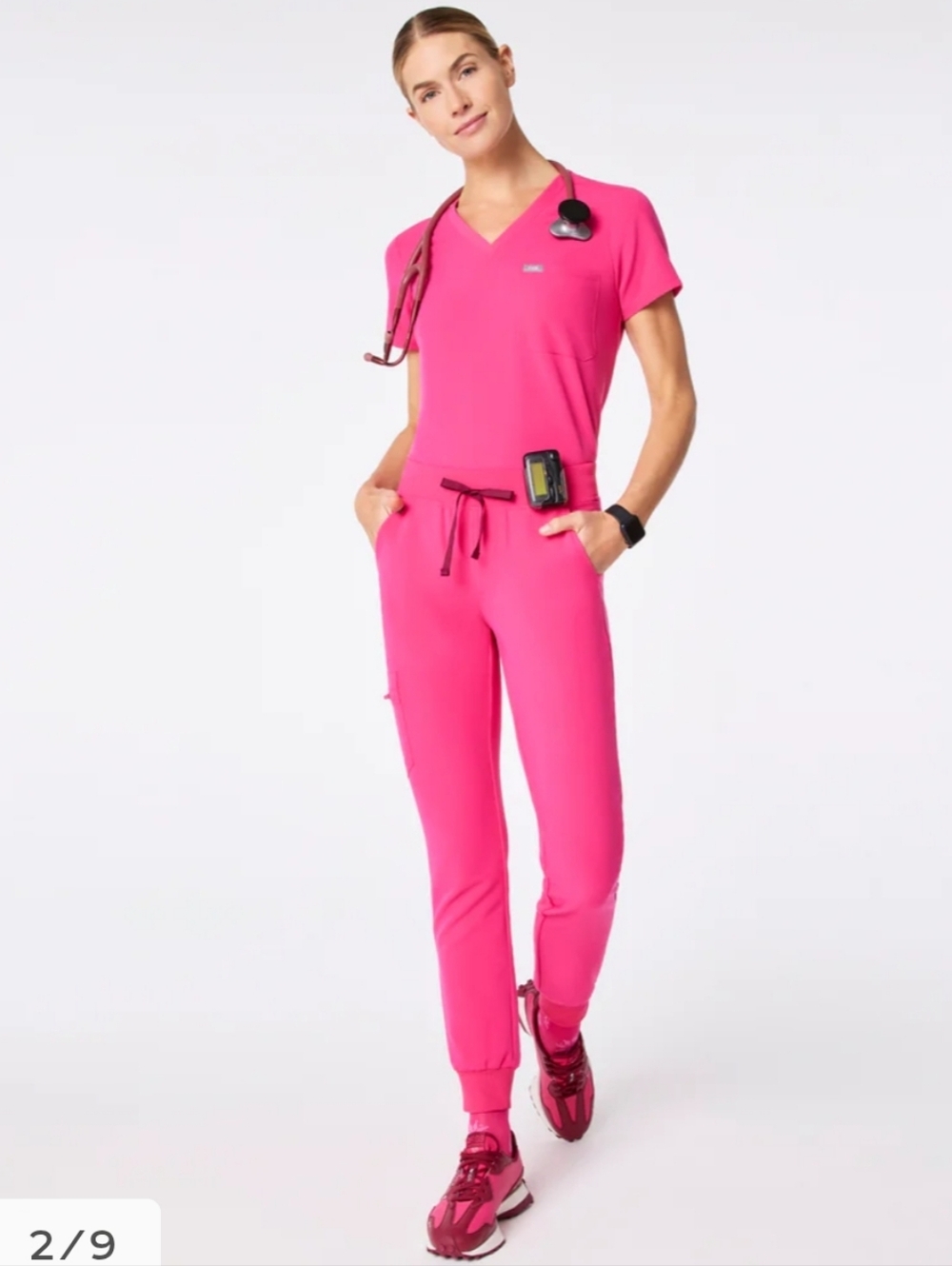 Shocking Pink Figs Catarina Top And Joggers Brand New Joggers Top Worn Once
